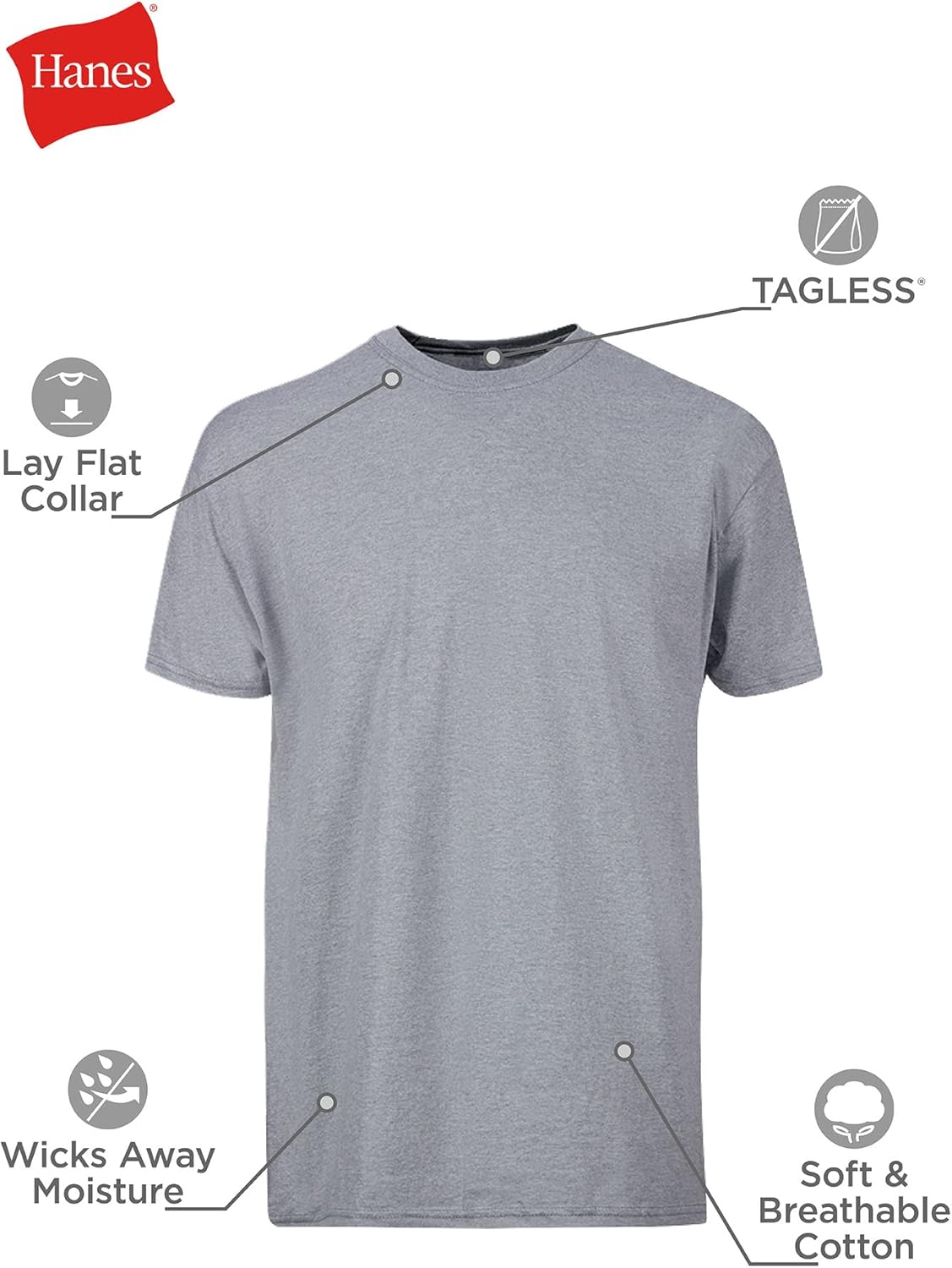 Men's Cotton, Moisture-Wicking Crew Tee Undershirts